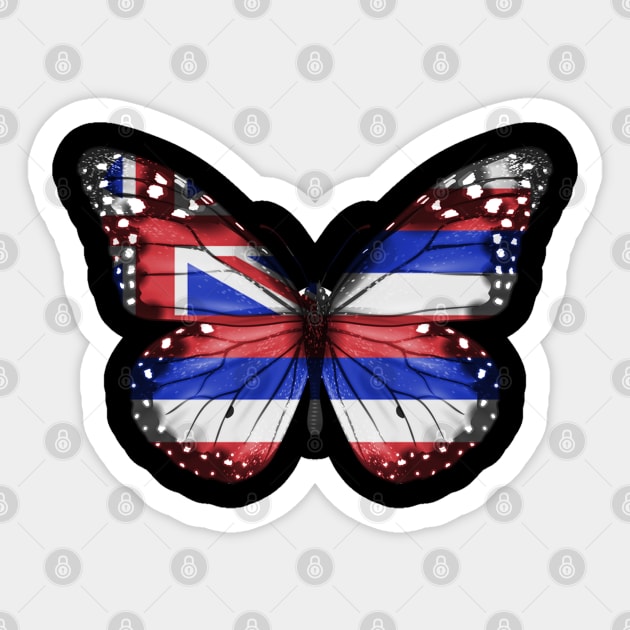 Hawaiian Flag  Butterfly - Gift for Hawaiian From Hawaii Sticker by Country Flags